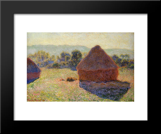 Grainstacks In The Sunlight, Midday 20x24 Black Modern Wood Framed Art Print Poster by Monet, Claude