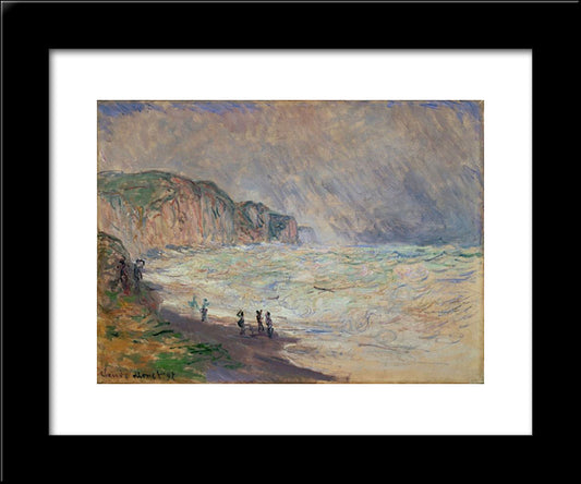 Heavy Sea At Pourville 20x24 Black Modern Wood Framed Art Print Poster by Monet, Claude