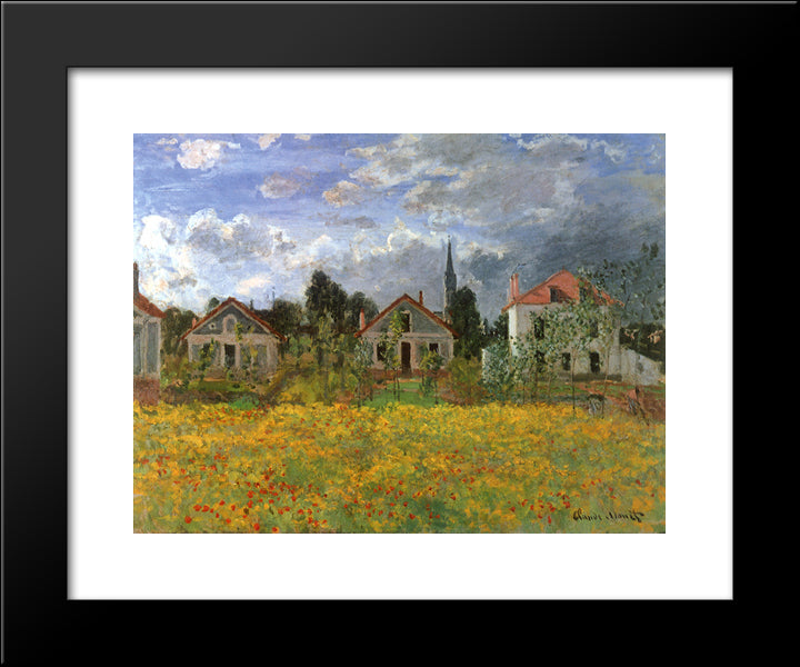 Houses At Argenteuil 20x24 Black Modern Wood Framed Art Print Poster by Monet, Claude