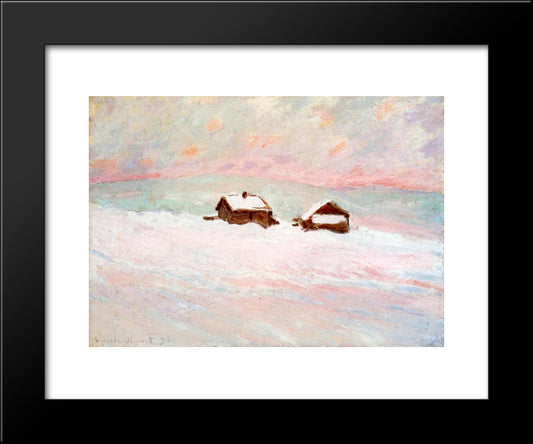 Houses In The Snow, Norway 20x24 Black Modern Wood Framed Art Print Poster by Monet, Claude