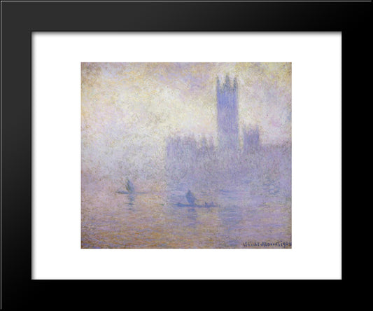 Houses Of Parliament, Fog Effect 20x24 Black Modern Wood Framed Art Print Poster by Monet, Claude