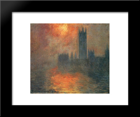 Houses Of Parliament, Sunset 20x24 Black Modern Wood Framed Art Print Poster by Monet, Claude