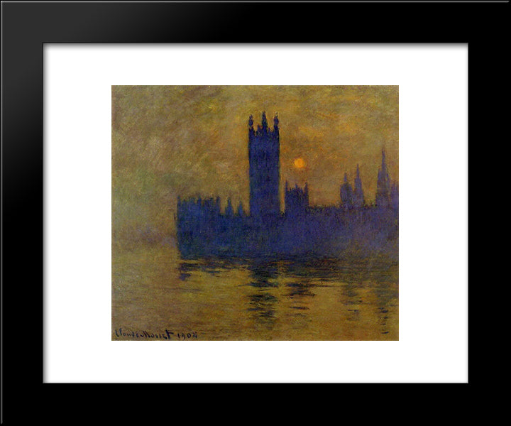 Houses Of Parliament, Sunset 02 20x24 Black Modern Wood Framed Art Print Poster by Monet, Claude