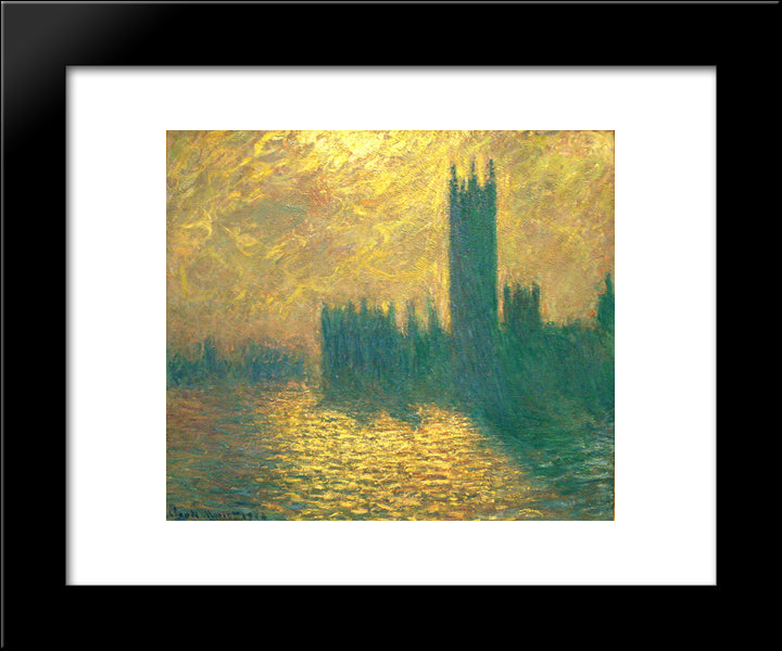 Houses Of Parliament 20x24 Black Modern Wood Framed Art Print Poster by Monet, Claude