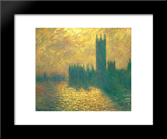 Houses Of Parliament 20x24 Black Modern Wood Framed Art Print Poster by Monet, Claude