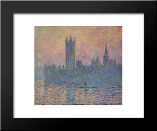 Houses Of Parliament In Winter 20x24 Black Modern Wood Framed Art Print Poster by Monet, Claude