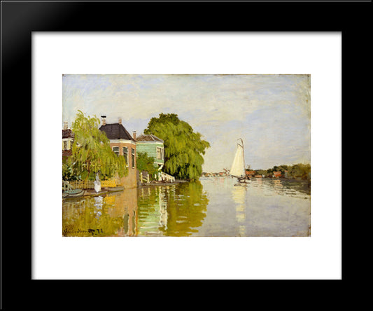 Houses On The Achterzaan 20x24 Black Modern Wood Framed Art Print Poster by Monet, Claude