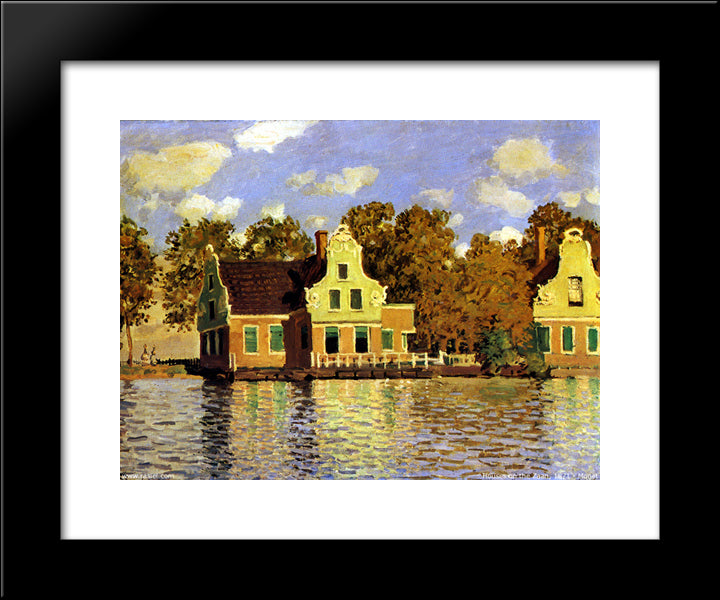 Houses On The Zaan River At Zaandam 20x24 Black Modern Wood Framed Art Print Poster by Monet, Claude