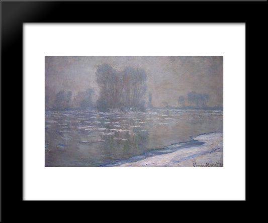 Ice Floes, Misty Morning 20x24 Black Modern Wood Framed Art Print Poster by Monet, Claude