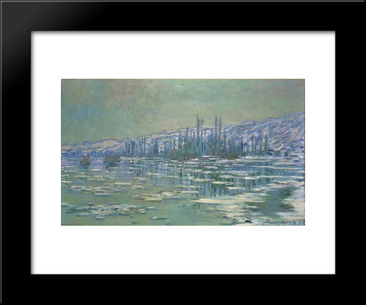 Ice Floes On Siene 20x24 Black Modern Wood Framed Art Print Poster by Monet, Claude