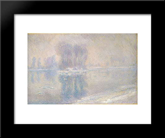 Ice On The Siene At Bennecourt 20x24 Black Modern Wood Framed Art Print Poster by Monet, Claude