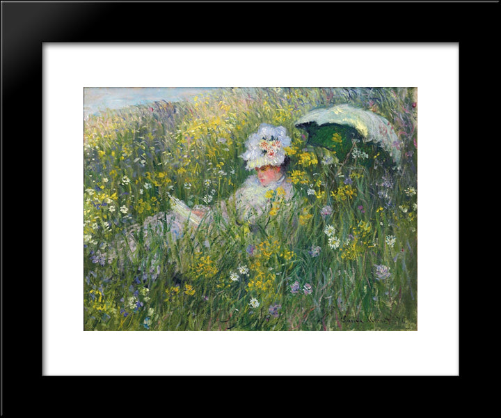 In The Meadow 20x24 Black Modern Wood Framed Art Print Poster by Monet, Claude
