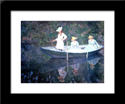 In The Norvegienne Boat At Giverny 20x24 Black Modern Wood Framed Art Print Poster by Monet, Claude