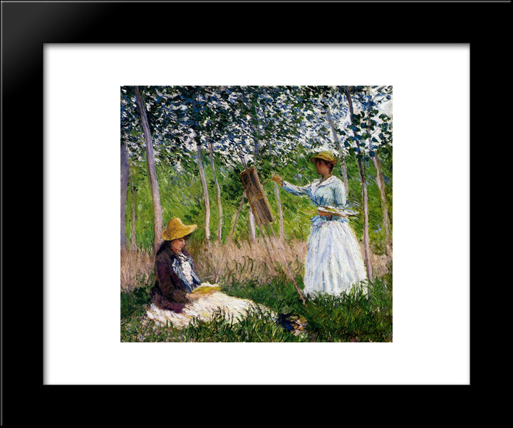 In The Woods At Giverny Blanche Hoschede 20x24 Black Modern Wood Framed Art Print Poster by Monet, Claude
