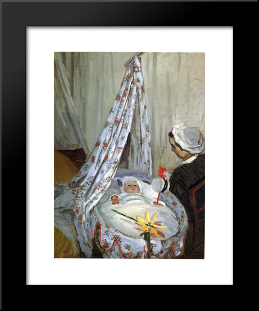 Jean Monet In The Craddle 20x24 Black Modern Wood Framed Art Print Poster by Monet, Claude