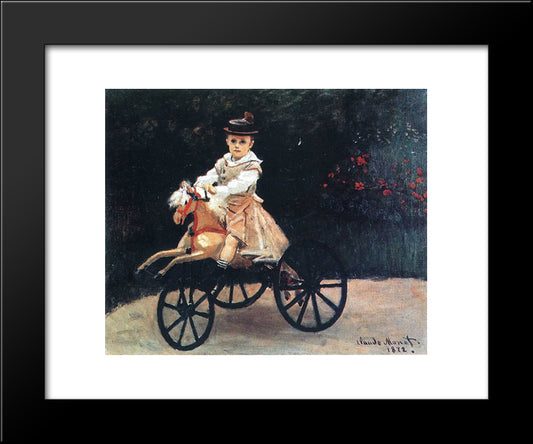 Jean Monet On A Mechanical Horse 20x24 Black Modern Wood Framed Art Print Poster by Monet, Claude