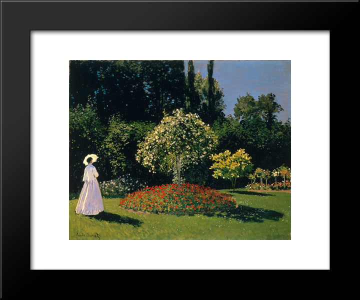 Jeanne-Marguerite Lecadre In The Garden 20x24 Black Modern Wood Framed Art Print Poster by Monet, Claude