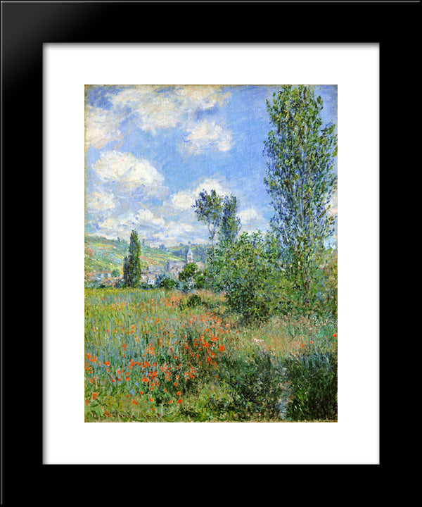Lane In The Poppy Fields, Ile Saint-Martin 20x24 Black Modern Wood Framed Art Print Poster by Monet, Claude
