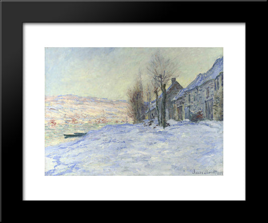 Lavacourt, Sun And Snow 20x24 Black Modern Wood Framed Art Print Poster by Monet, Claude