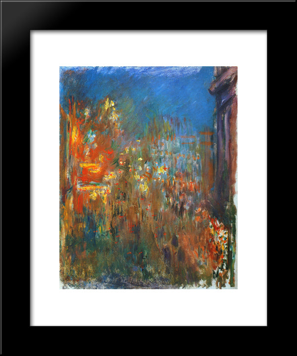 Leicester Square At Night 20x24 Black Modern Wood Framed Art Print Poster by Monet, Claude