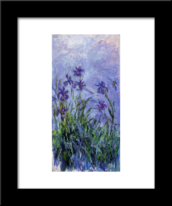 Lilac Irises 20x24 Black Modern Wood Framed Art Print Poster by Monet, Claude