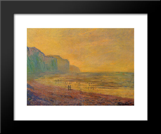 Low Tide At Pourville, Misty Weather 20x24 Black Modern Wood Framed Art Print Poster by Monet, Claude