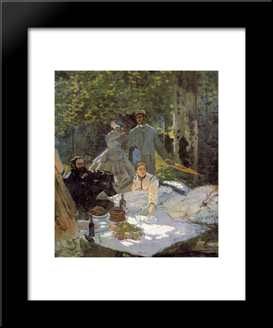 Lunch On The Grass (Central Panel) 20x24 Black Modern Wood Framed Art Print Poster by Monet, Claude