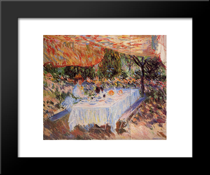 Lunch Under The Canopy 20x24 Black Modern Wood Framed Art Print Poster by Monet, Claude
