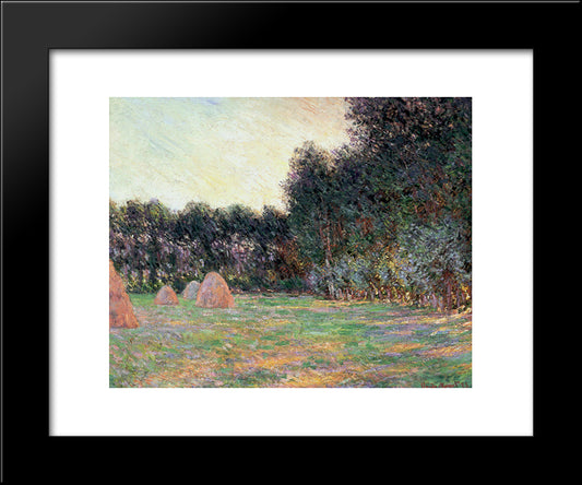 Meadow With Haystacks Near Giverny 20x24 Black Modern Wood Framed Art Print Poster by Monet, Claude