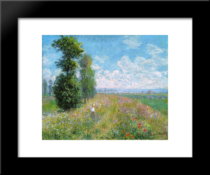 Meadow With Poplars 20x24 Black Modern Wood Framed Art Print Poster by Monet, Claude