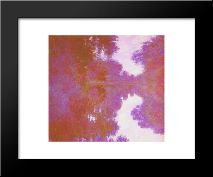 Misty Morning On The Seine, Mauve 20x24 Black Modern Wood Framed Art Print Poster by Monet, Claude