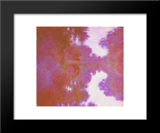 Misty Morning On The Seine, Mauve 20x24 Black Modern Wood Framed Art Print Poster by Monet, Claude