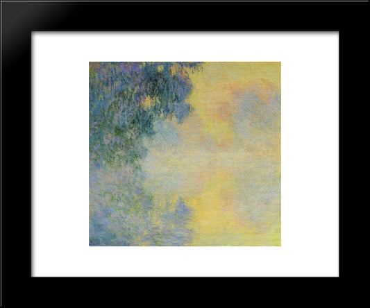 Misty Morning On The Seine, Sunrise 20x24 Black Modern Wood Framed Art Print Poster by Monet, Claude
