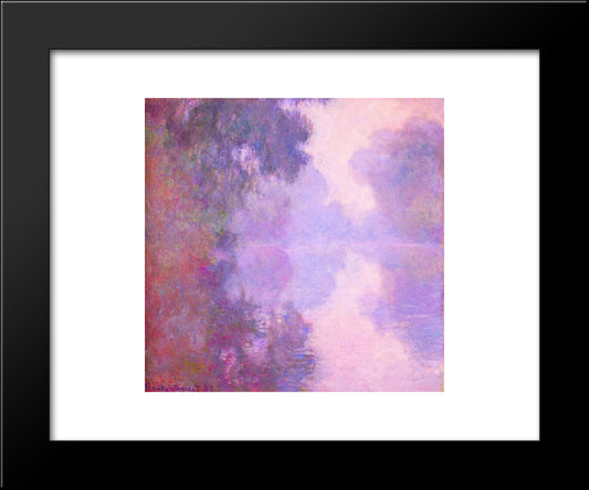 Misty Morning On The Seine 20x24 Black Modern Wood Framed Art Print Poster by Monet, Claude