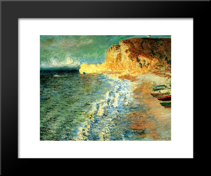 Morning At Etretat 20x24 Black Modern Wood Framed Art Print Poster by Monet, Claude