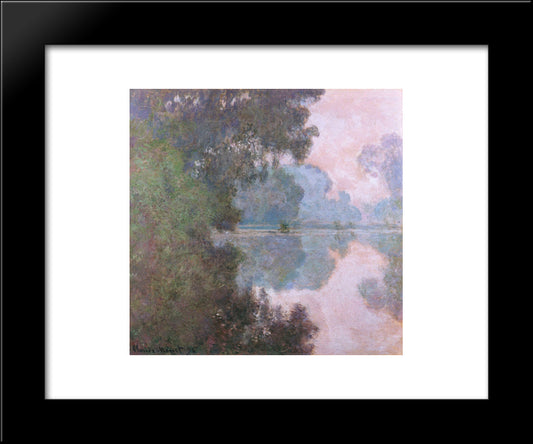Morning On The Seine, Near Giverny 20x24 Black Modern Wood Framed Art Print Poster by Monet, Claude