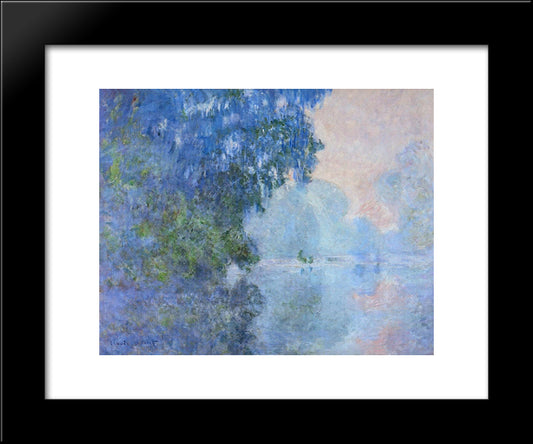 Morning On The Seine 02 20x24 Black Modern Wood Framed Art Print Poster by Monet, Claude