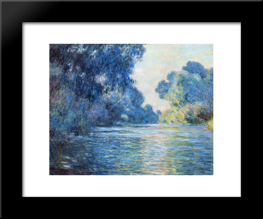 Morning On The Seine At Giverny 02 20x24 Black Modern Wood Framed Art Print Poster by Monet, Claude