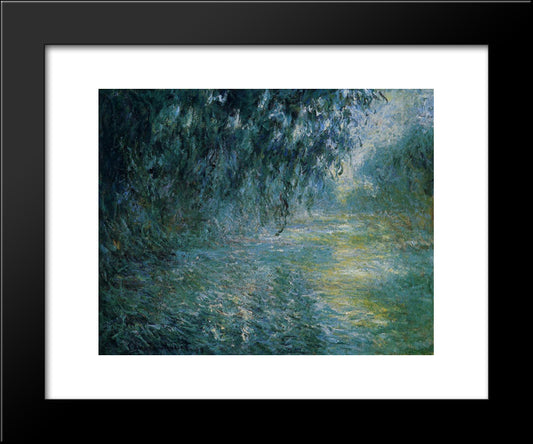 Morning On The Seine In The Rain 20x24 Black Modern Wood Framed Art Print Poster by Monet, Claude