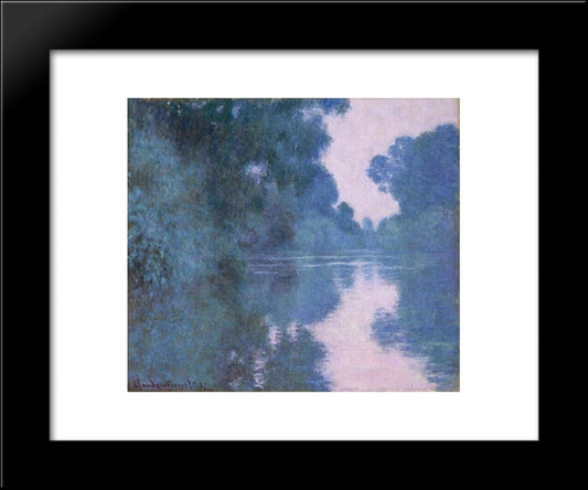 Morning On The Seine Near Giverny 02 20x24 Black Modern Wood Framed Art Print Poster by Monet, Claude