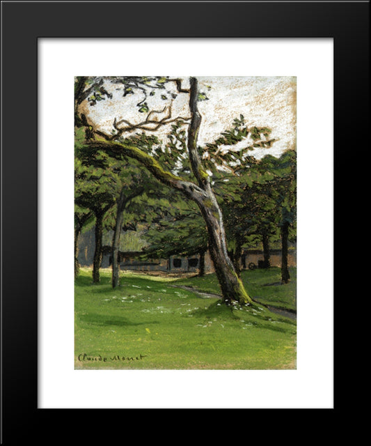 Norman Farm Through The Trees 20x24 Black Modern Wood Framed Art Print Poster by Monet, Claude