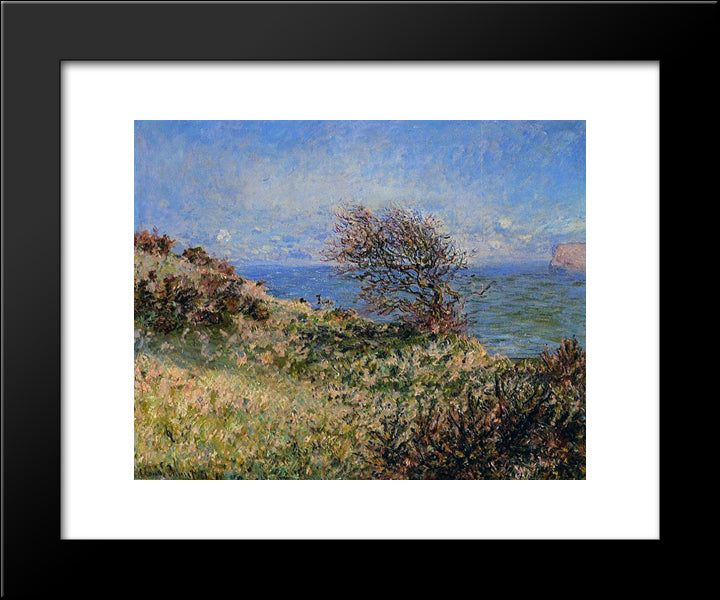 On The Cliff At Fecamp 20x24 Black Modern Wood Framed Art Print Poster by Monet, Claude