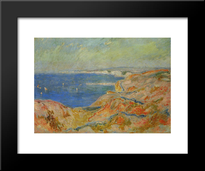 On The Cliff Near Dieppe 20x24 Black Modern Wood Framed Art Print Poster by Monet, Claude