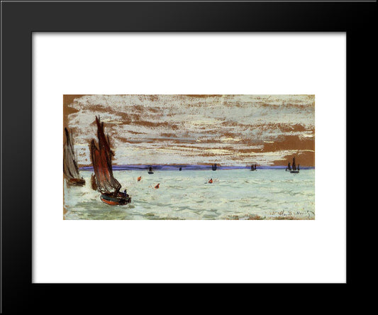 Open Sea 20x24 Black Modern Wood Framed Art Print Poster by Monet, Claude