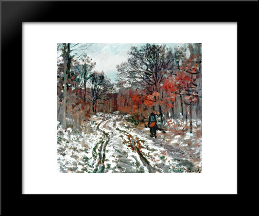 Path Through The Forest, Snow Effect 20x24 Black Modern Wood Framed Art Print Poster by Monet, Claude
