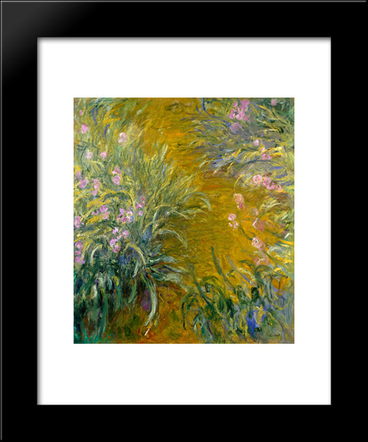 Path Through The Irises 01 20x24 Black Modern Wood Framed Art Print Poster by Monet, Claude