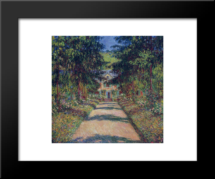 Pathway In Monet'S Garden At Giverny 20x24 Black Modern Wood Framed Art Print Poster by Monet, Claude