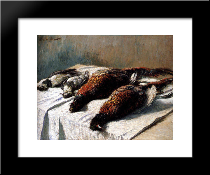 Pheasants And Plovers 20x24 Black Modern Wood Framed Art Print Poster by Monet, Claude
