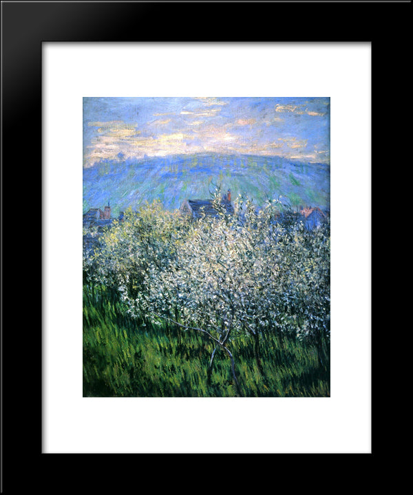 Plums Blossom 20x24 Black Modern Wood Framed Art Print Poster by Monet, Claude
