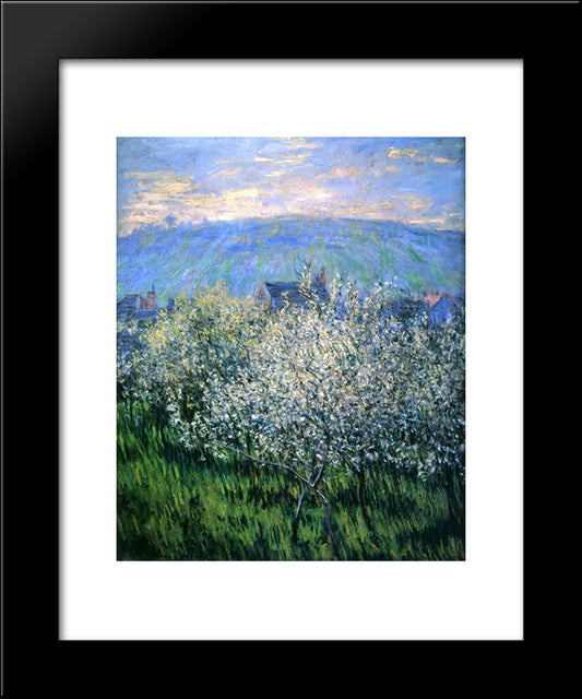 Plums Blossom 20x24 Black Modern Wood Framed Art Print Poster by Monet, Claude